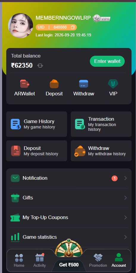 91 Club Login Account Balance Proof ₹62,350