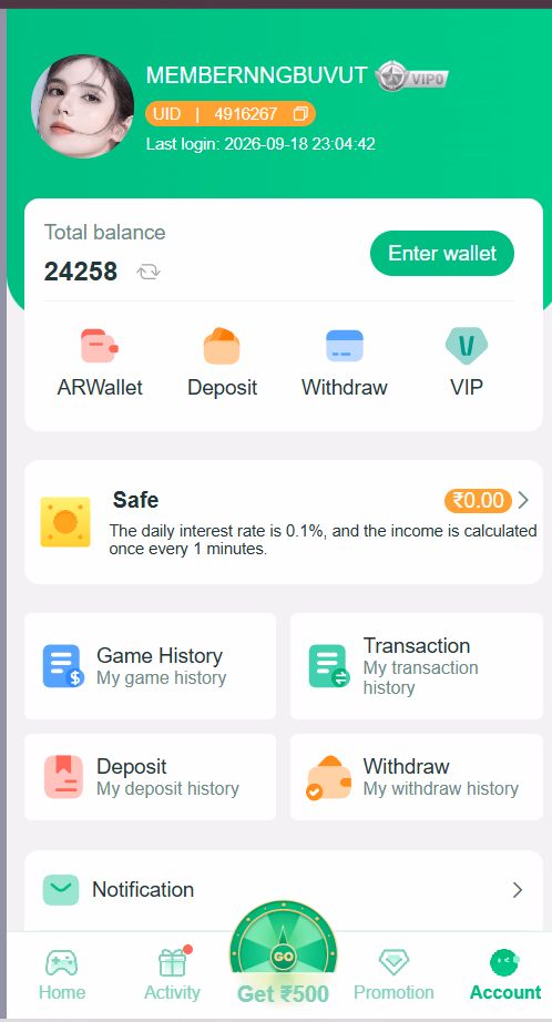 Yaar Win Login Account Balance Proof ₹24,258